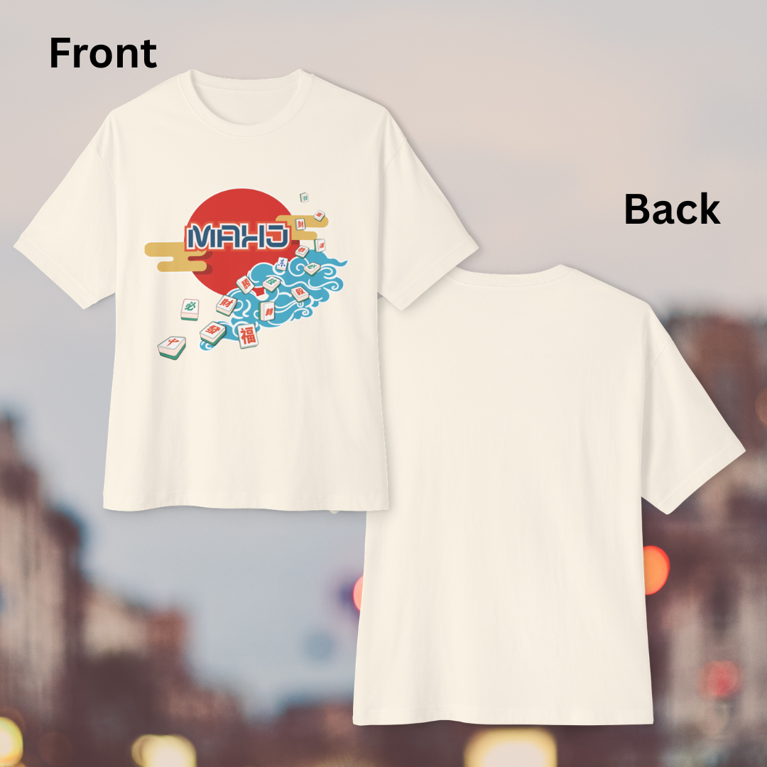 Mahjong Wave Tee with Front Graphic — Japanese-Inspired Mahjong Graphic T-Shirt