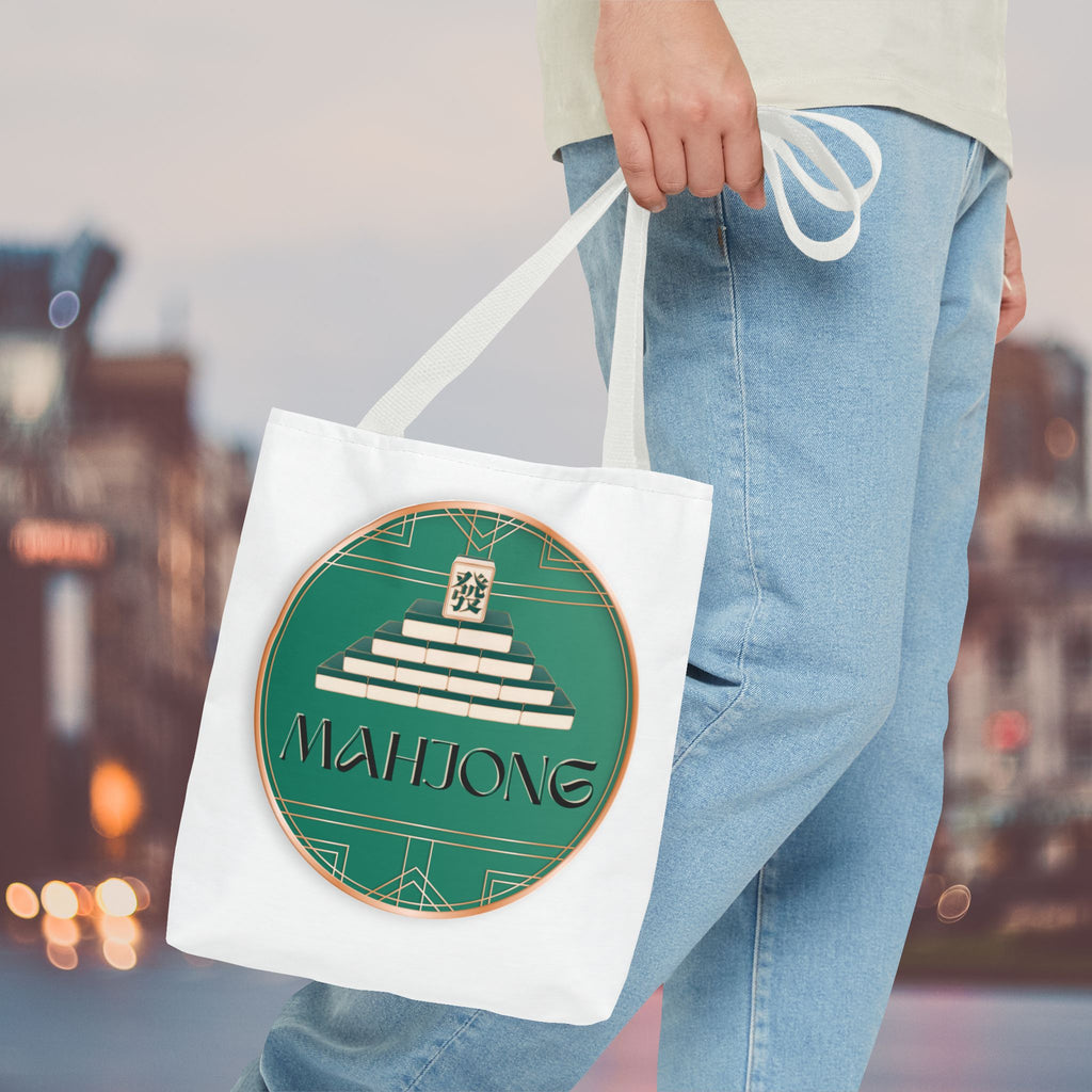 Mahjong Tote Bag — Vintage Green Mahjong Tile Design