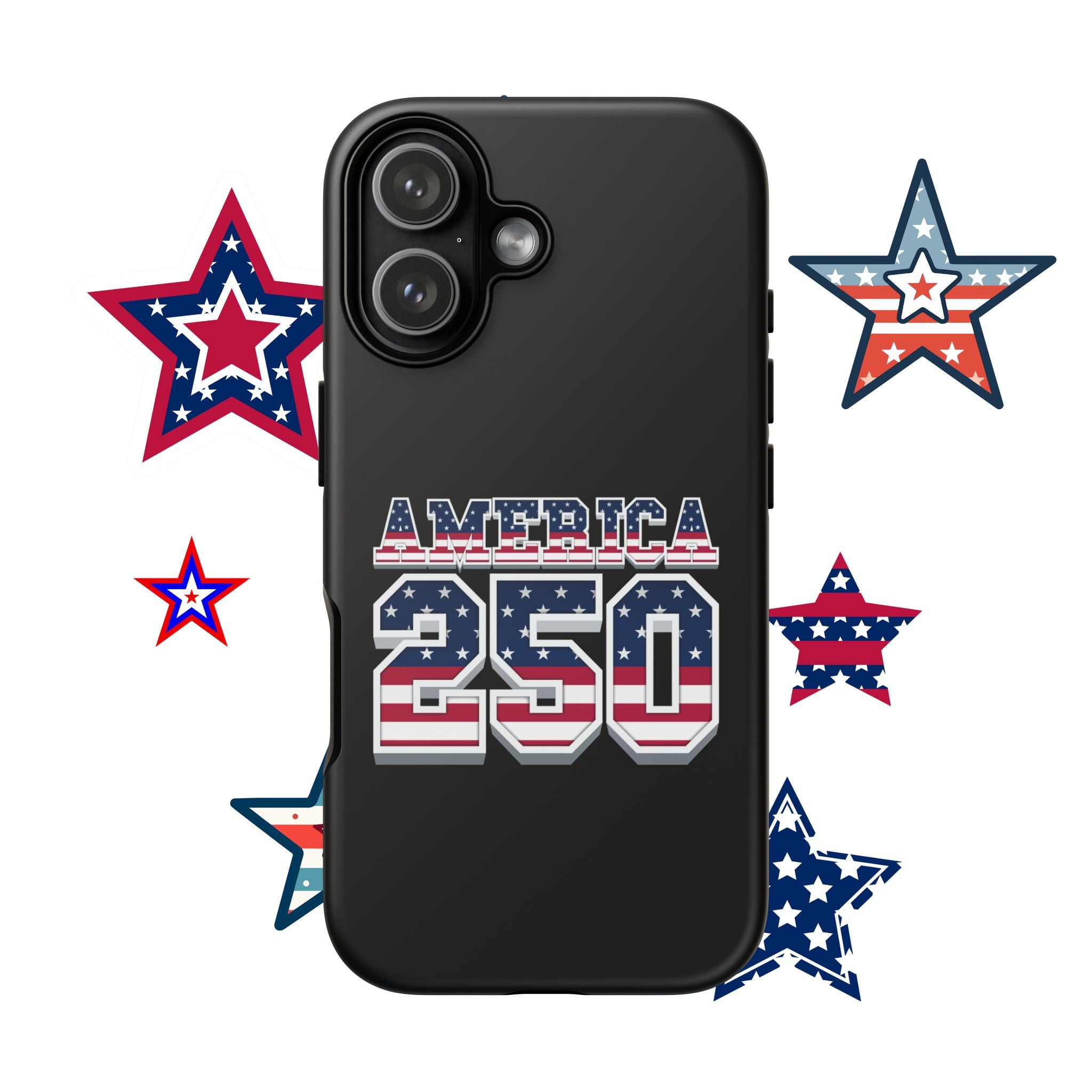 BLACK America250 Phone Case — Patriotic USA Flag Design