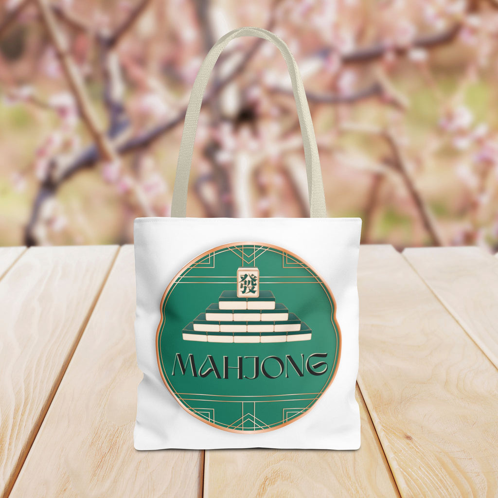 Mahjong Tote Bag — Vintage Green Mahjong Tile Design