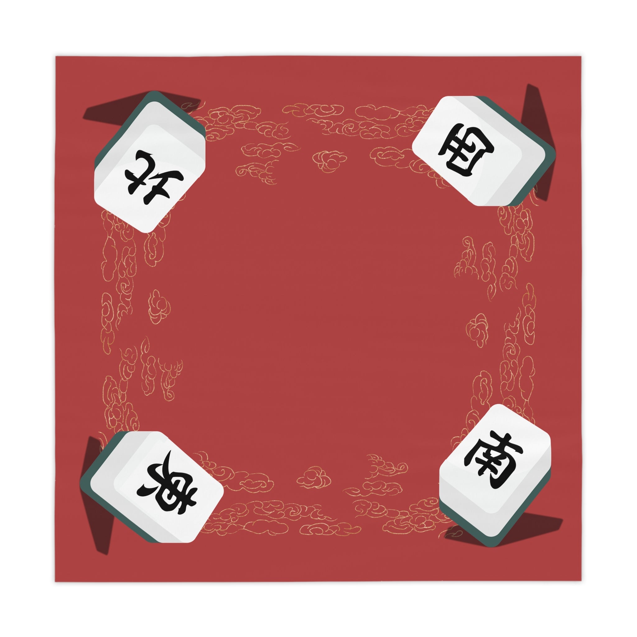 Mahjong Tile Red Tablecloth - Chinese New Year Decorative Table Cover