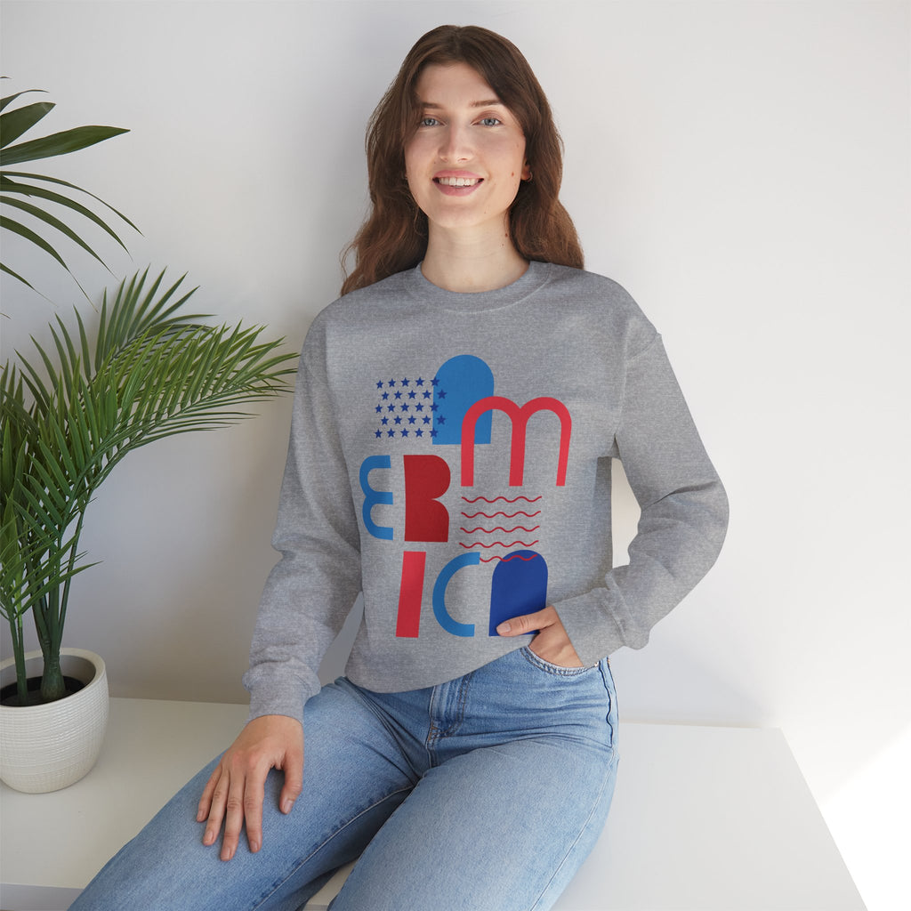 America Graphic Sweatshirt — Modern Red & Blue Design