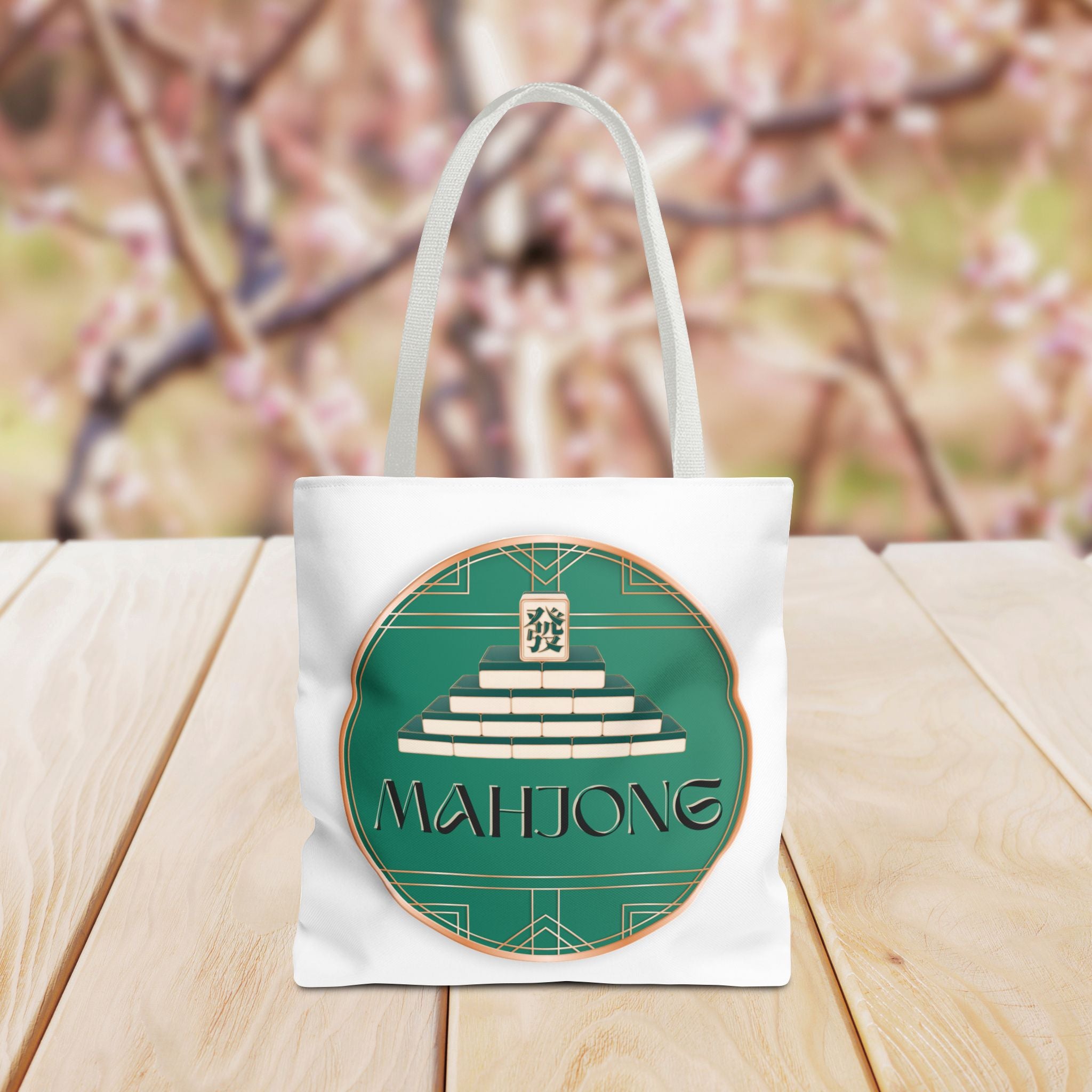 Mahjong Tote Bag — Vintage Green Mahjong Tile Design