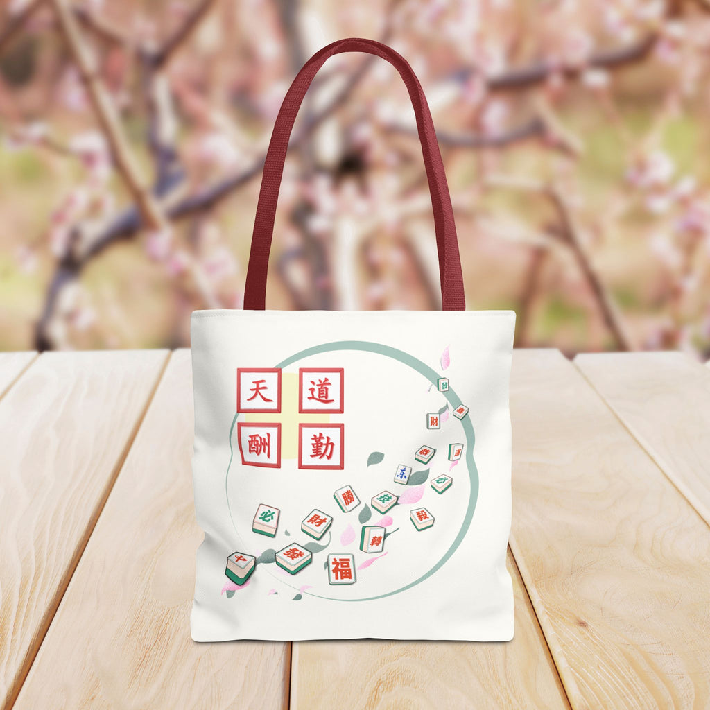 Mahjong Tiles Tote Bag — Zen Mahjong Design with Chinese Characters
