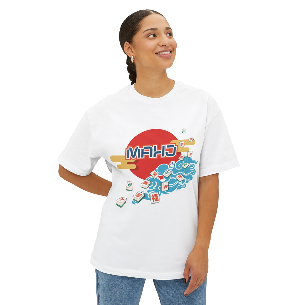 Mahjong Wave Tee with Front Graphic — Japanese-Inspired Mahjong Graphic T-Shirt