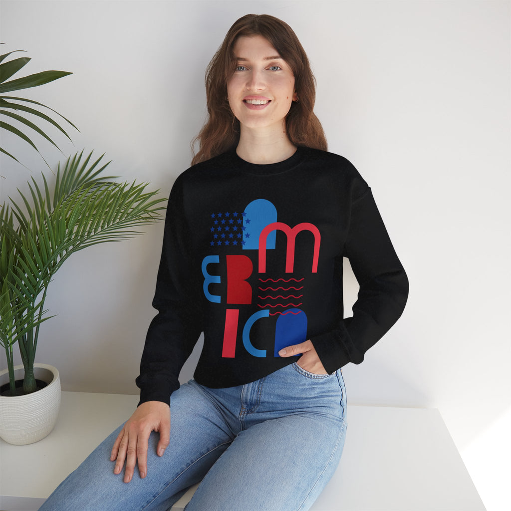 America Graphic Sweatshirt — Modern Red & Blue Design