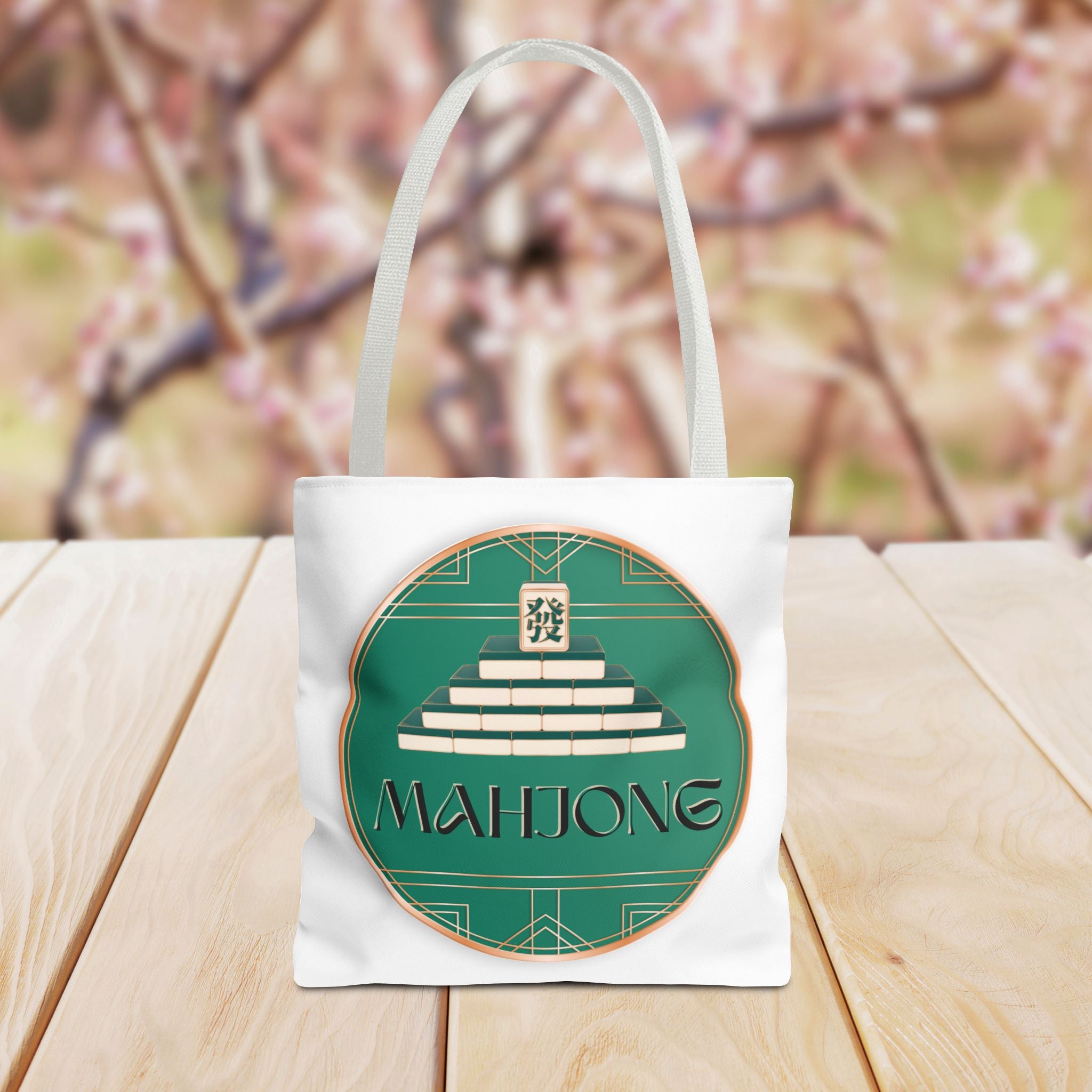 Mahjong Tote Bag — Vintage Green Mahjong Tile Design