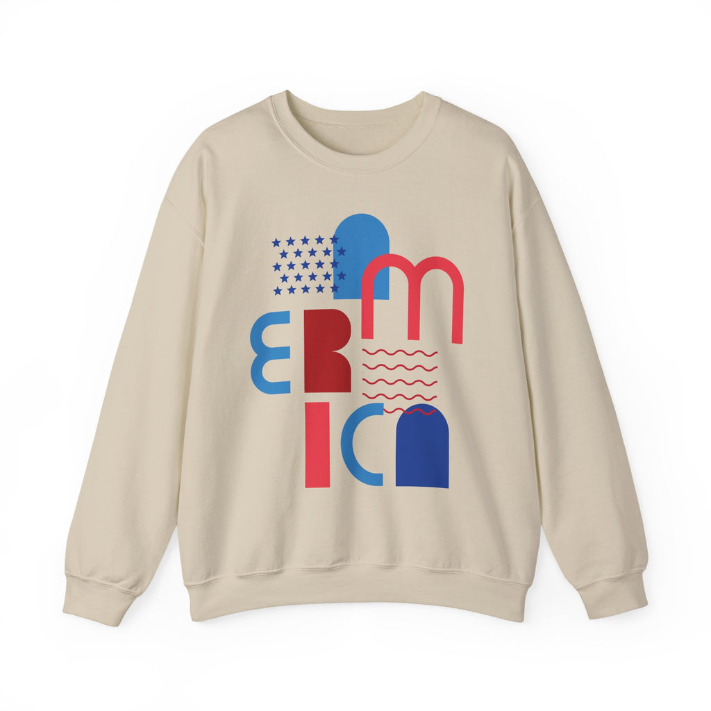 America Graphic Sweatshirt — Modern Red & Blue Design