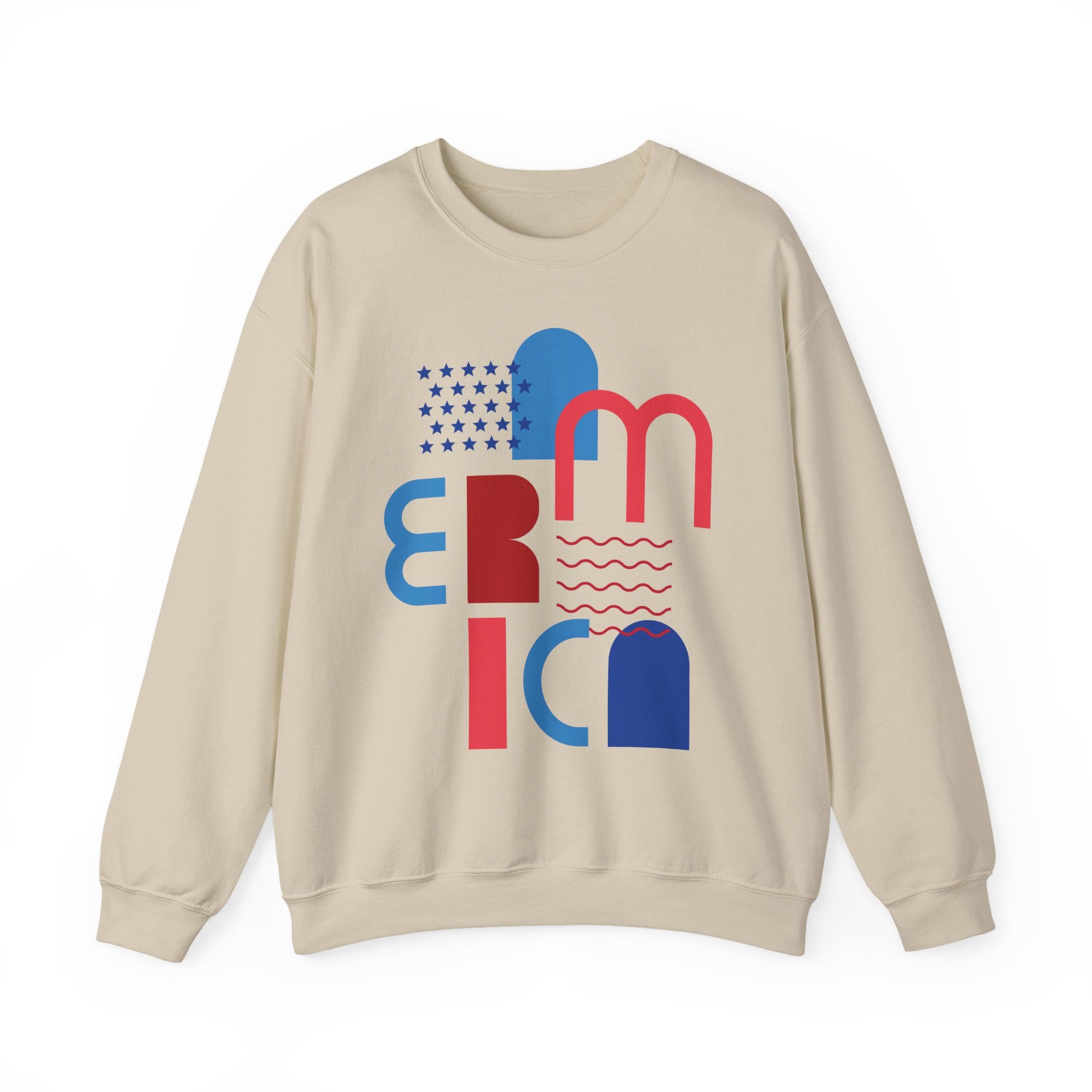 America Graphic Sweatshirt — Modern Red & Blue Design