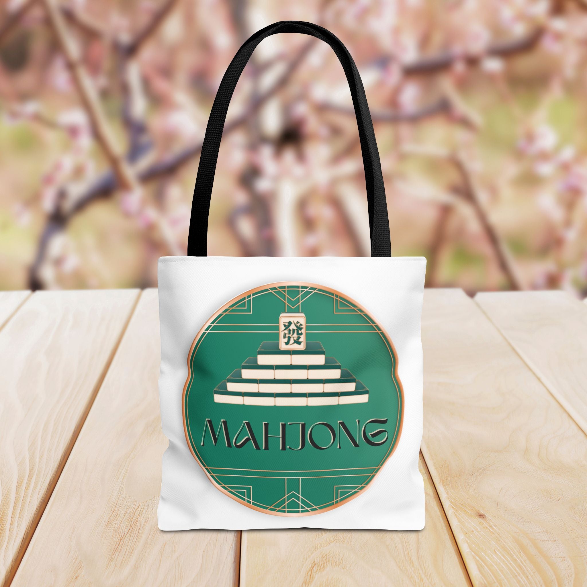 Mahjong Tote Bag — Vintage Green Mahjong Tile Design