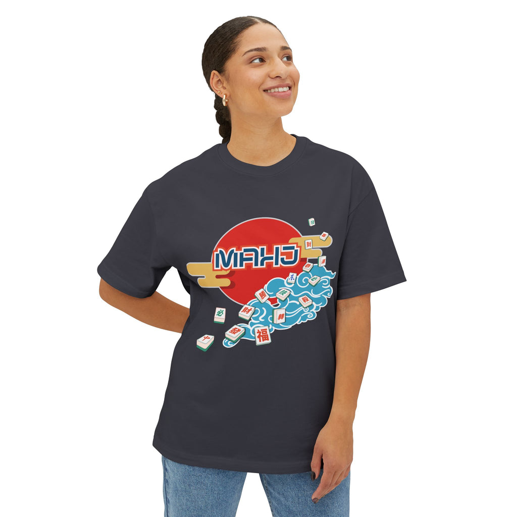 Mahjong Wave Tee with Front Graphic — Japanese-Inspired Mahjong Graphic T-Shirt