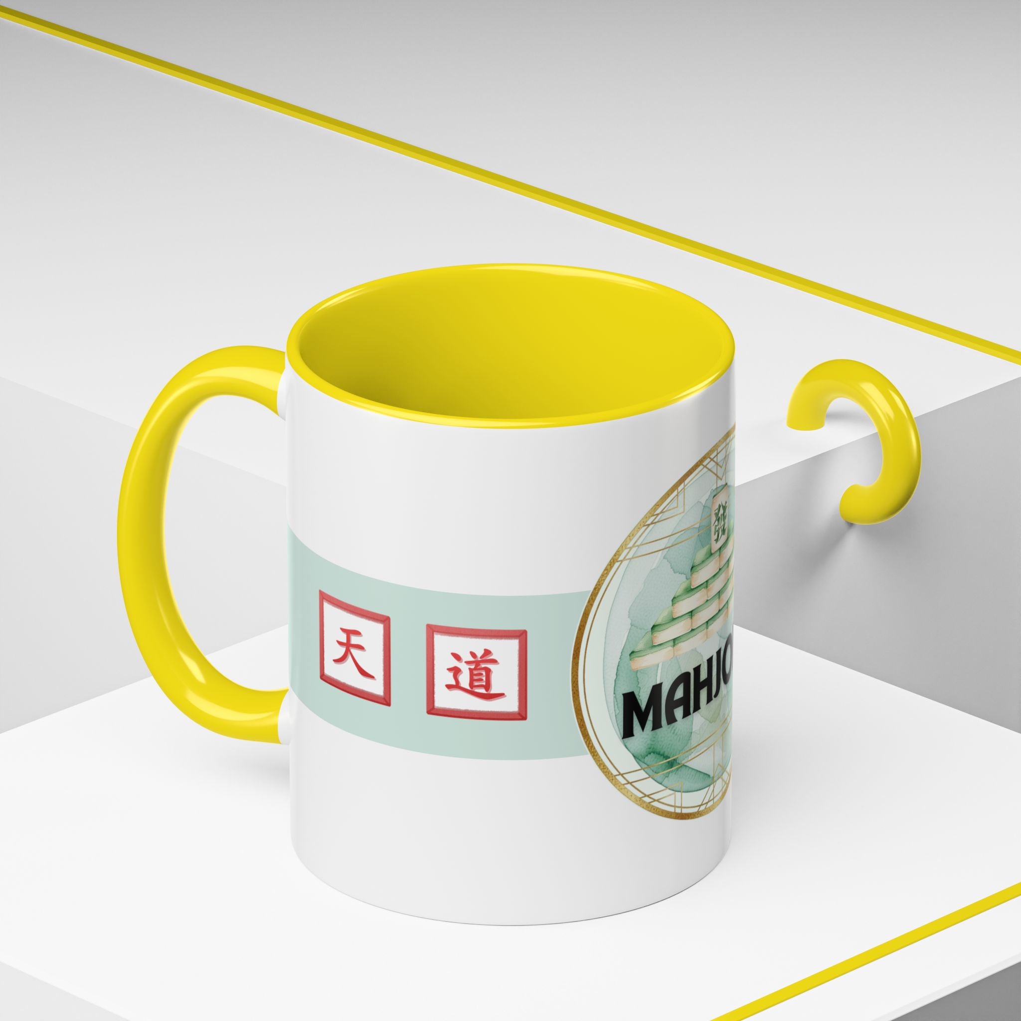 Mahjong Accent Coffee Mug – Ceramic Game Night Mug with Mahjong Tile Design (11/15oz)