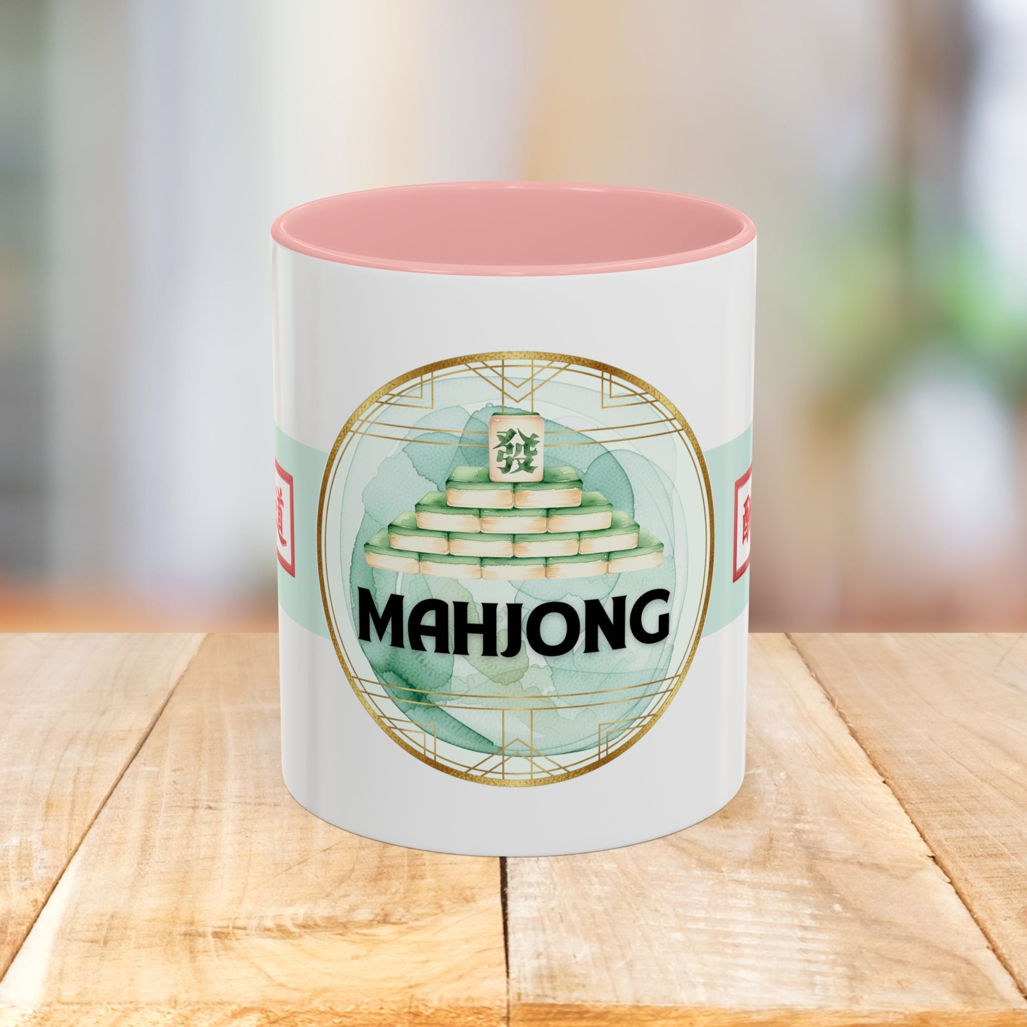 Mahjong Accent Coffee Mug – Ceramic Game Night Mug with Mahjong Tile Design (11/15oz)