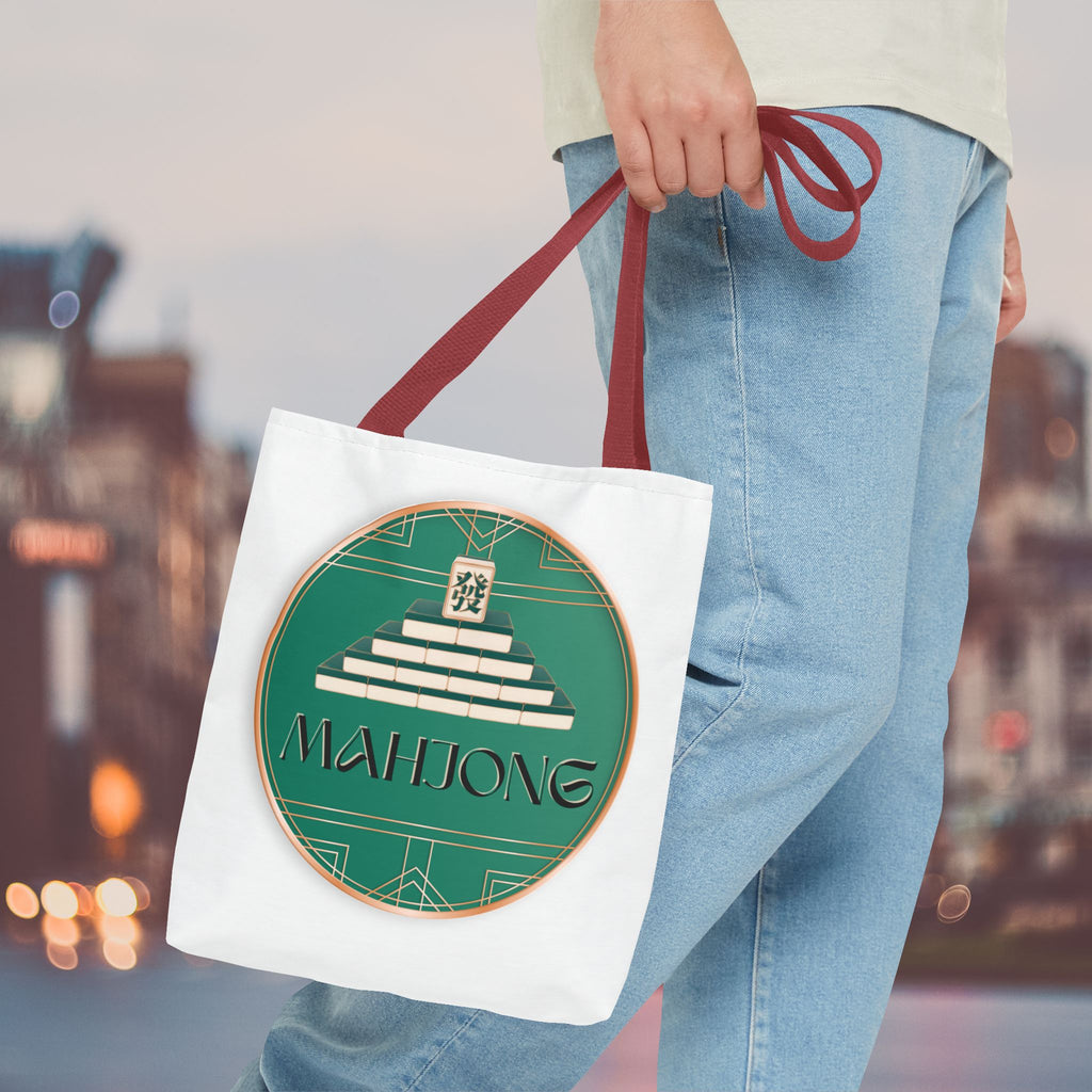 Mahjong Tote Bag — Vintage Green Mahjong Tile Design