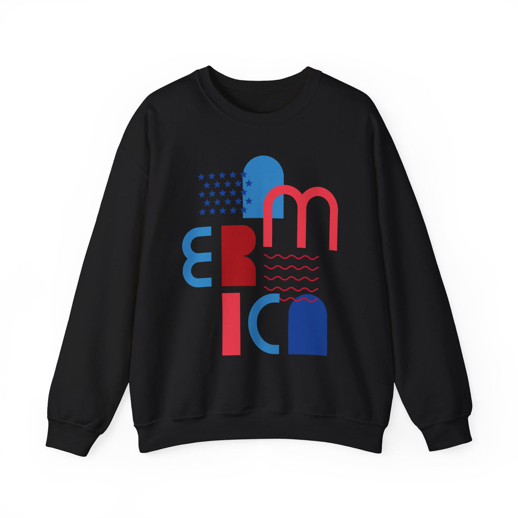 America Graphic Sweatshirt — Modern Red & Blue Design