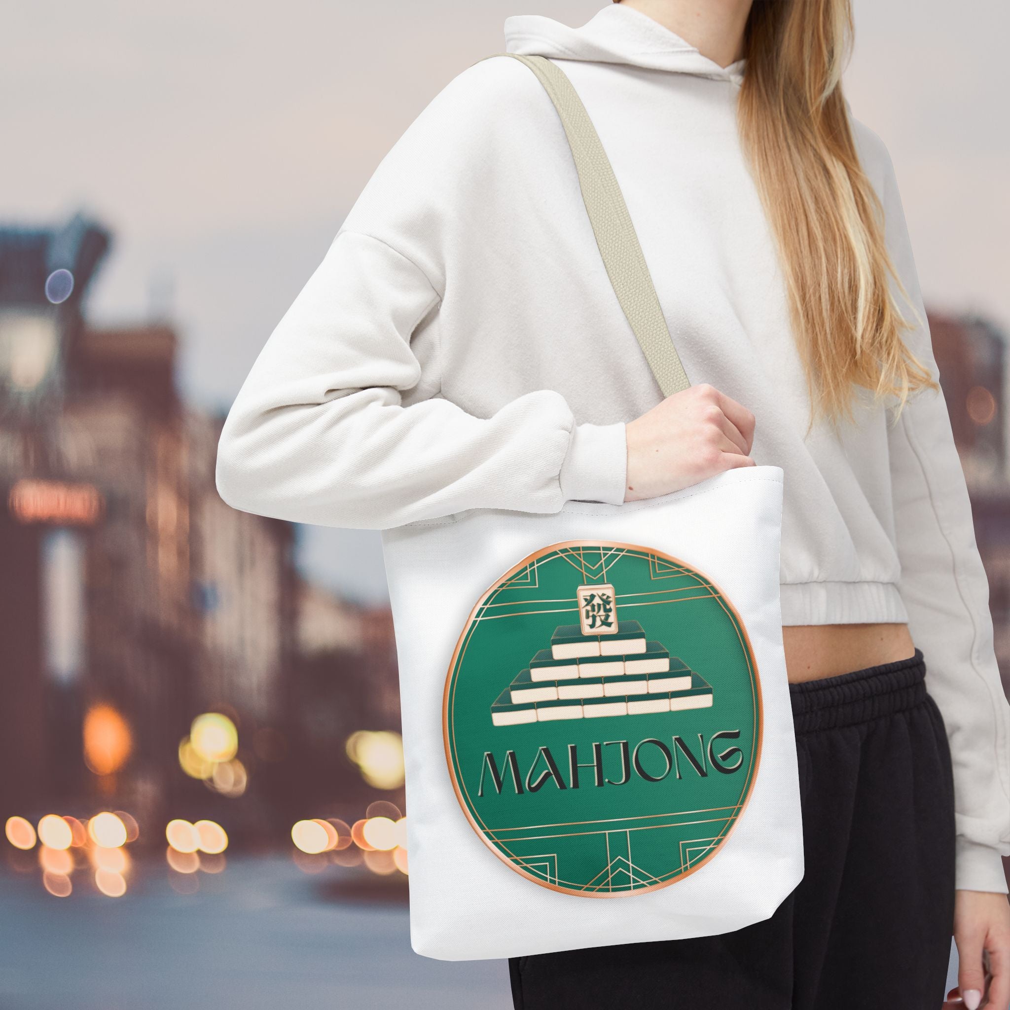 Mahjong Tote Bag — Vintage Green Mahjong Tile Design
