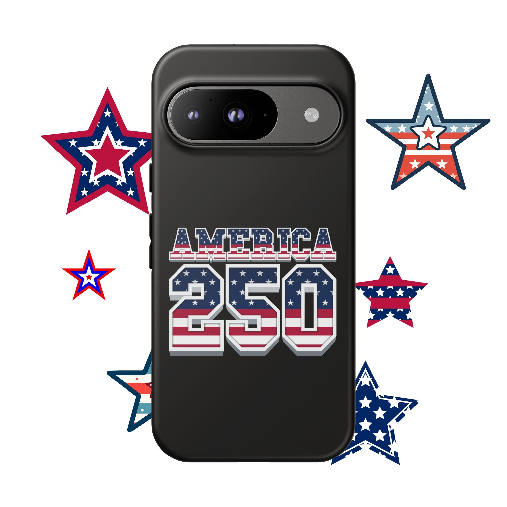 BLACK America250 Phone Case — Patriotic USA Flag Design