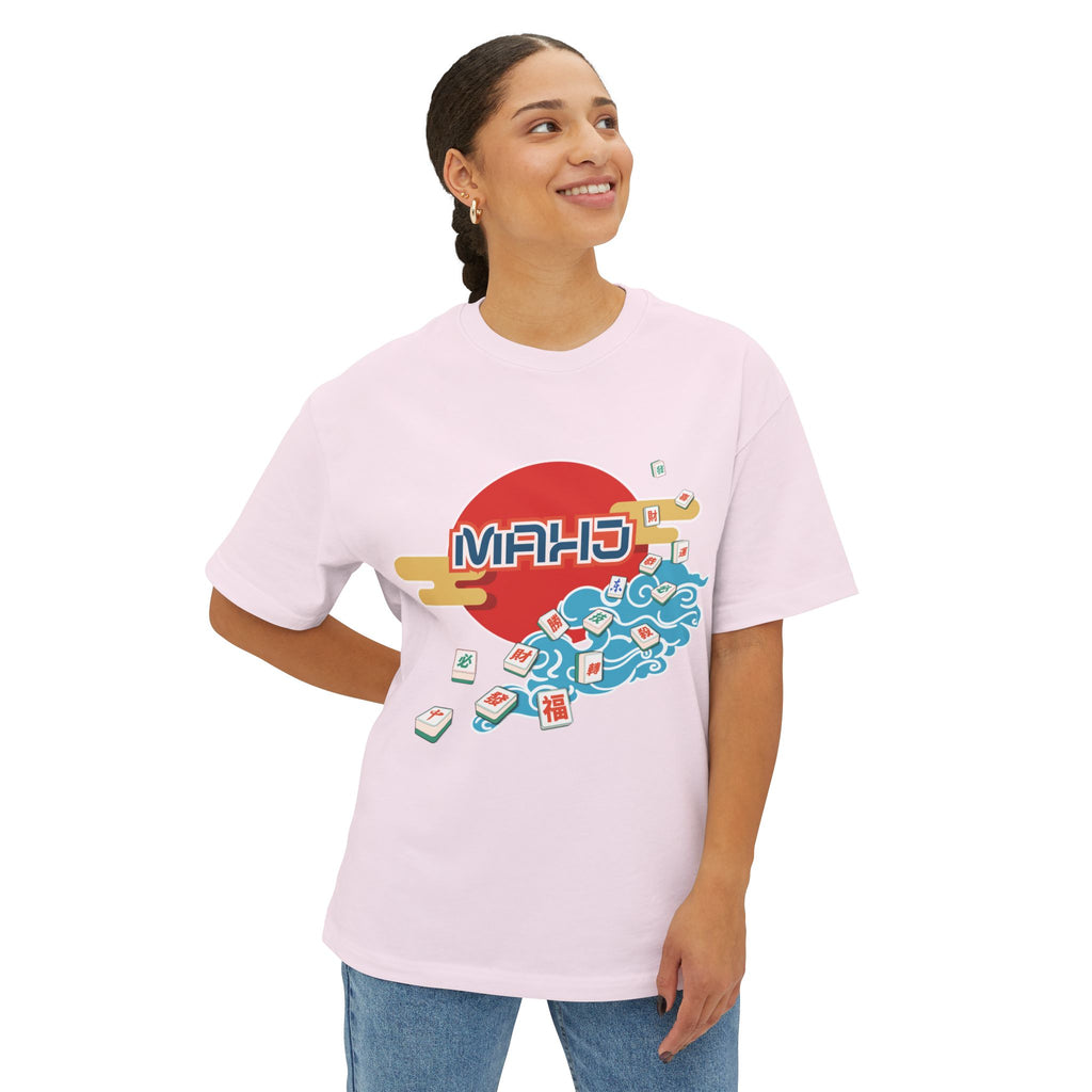 Mahjong Wave Tee with Front Graphic — Japanese-Inspired Mahjong Graphic T-Shirt