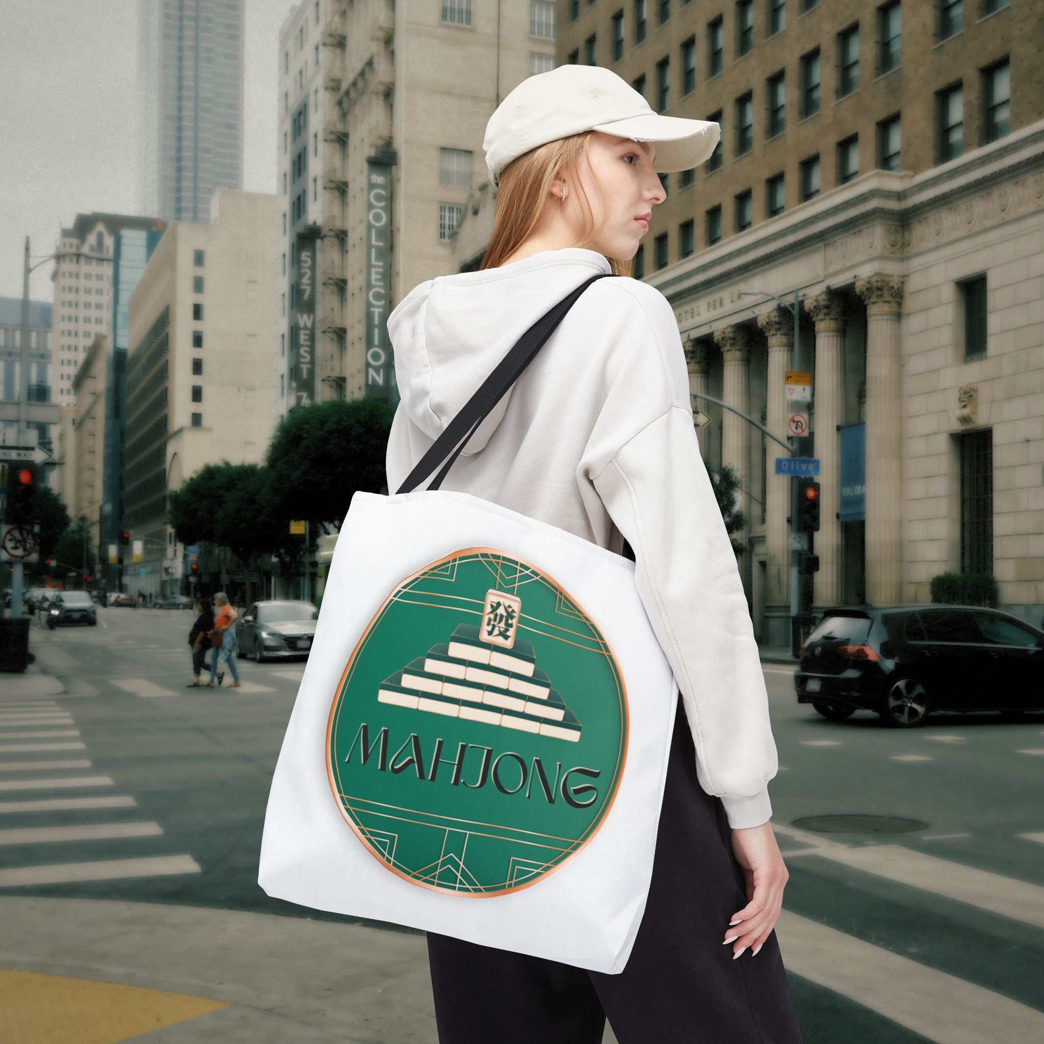 Mahjong Tote Bag — Vintage Green Mahjong Tile Design