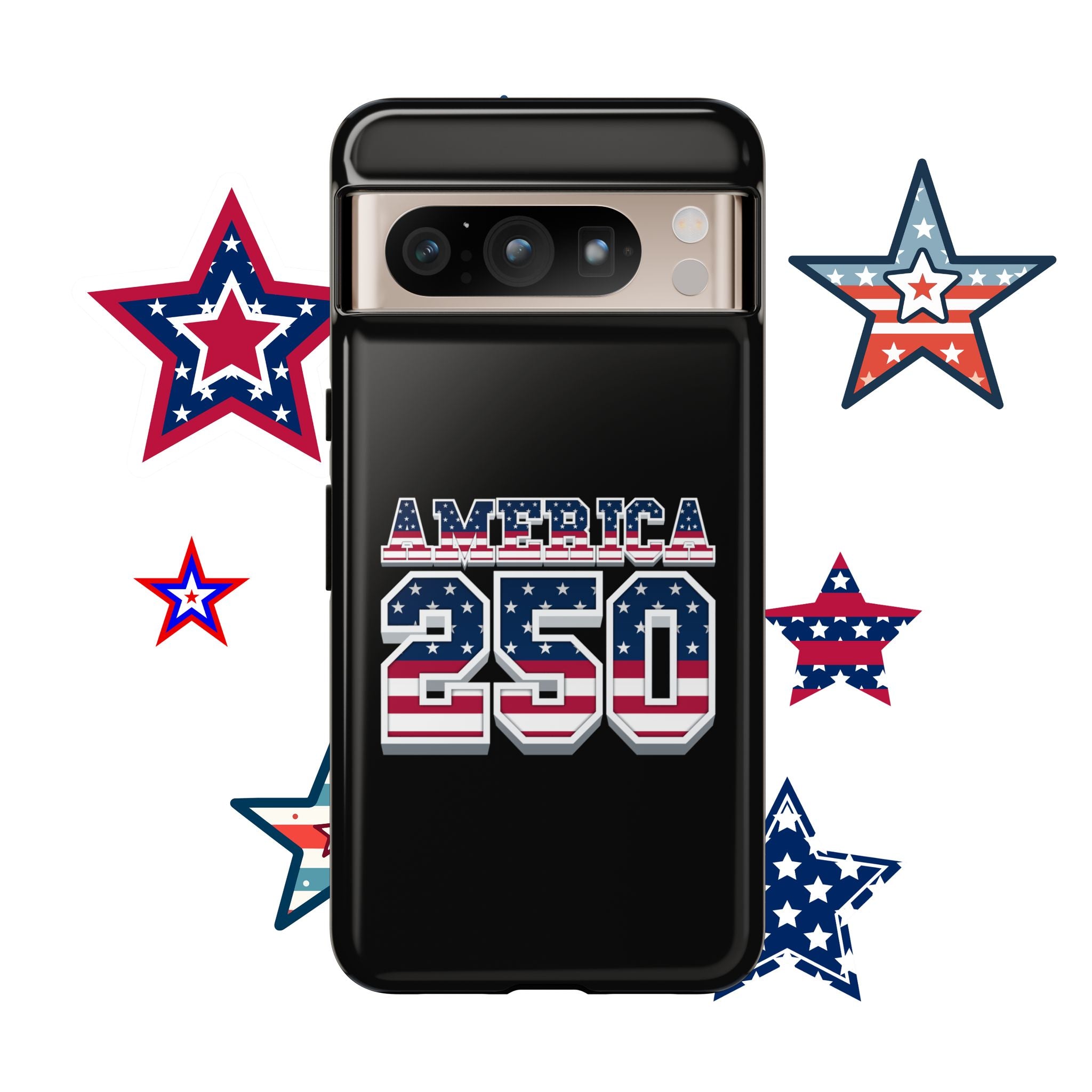 BLACK America250 Phone Case — Patriotic USA Flag Design