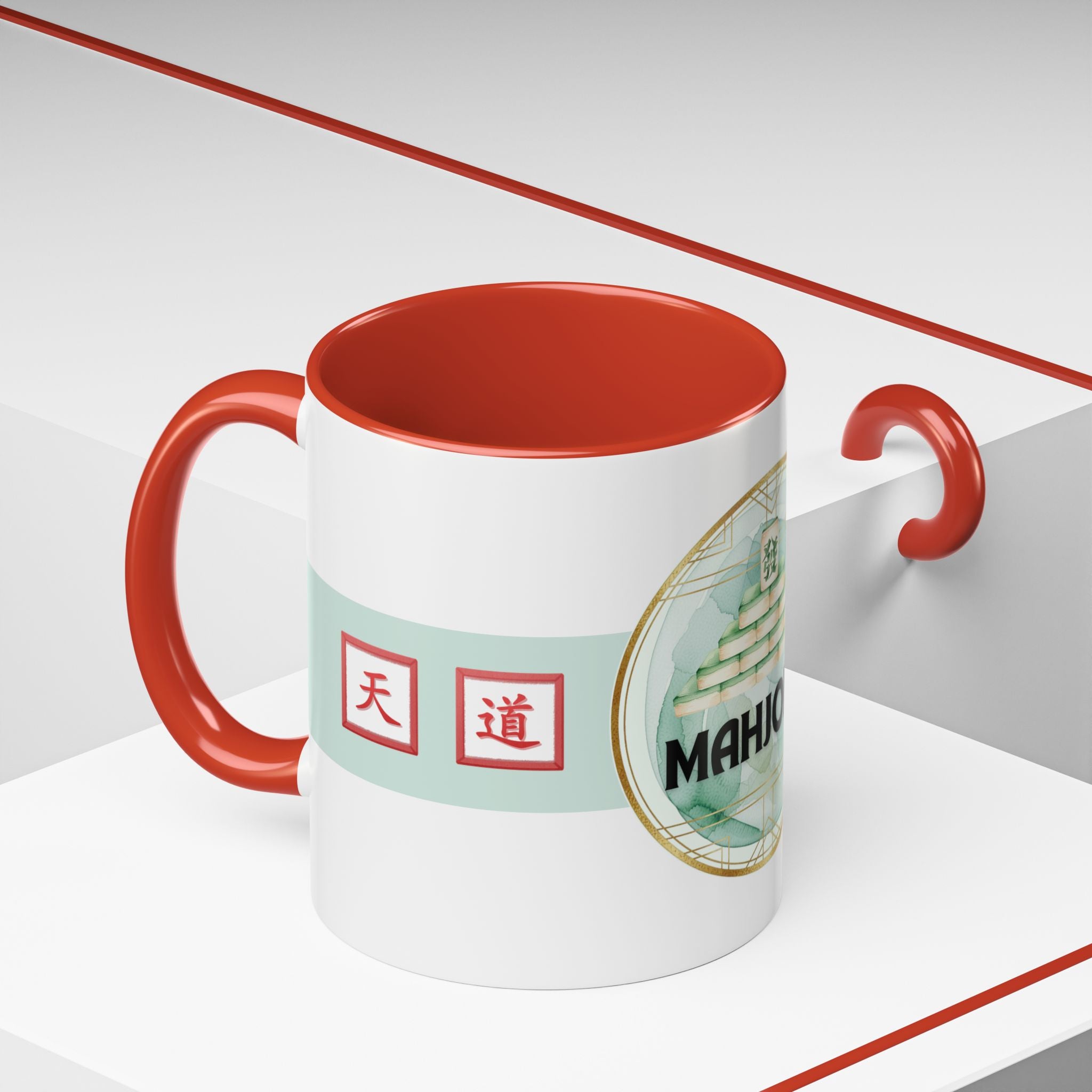 Mahjong Accent Coffee Mug – Ceramic Game Night Mug with Mahjong Tile Design (11/15oz)