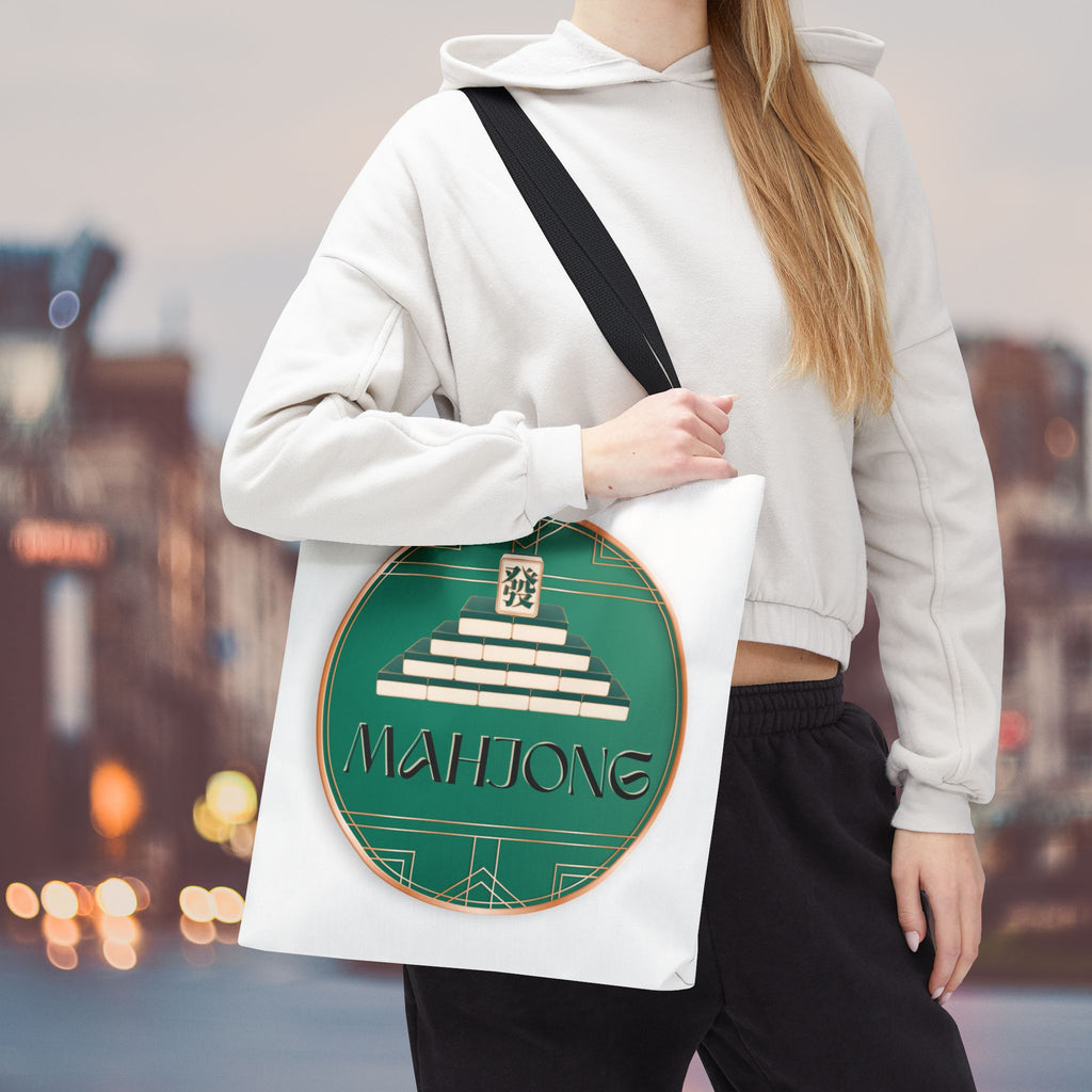 Mahjong Tote Bag — Vintage Green Mahjong Tile Design