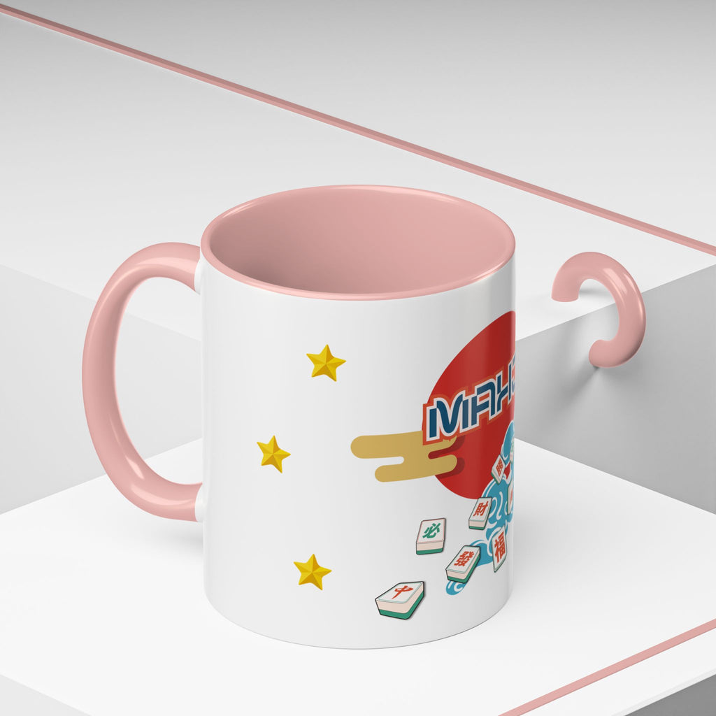 Mahjong Accent Coffee Mug — Retro Sun & Wave Mahjong Tiles Design (11/15oz)