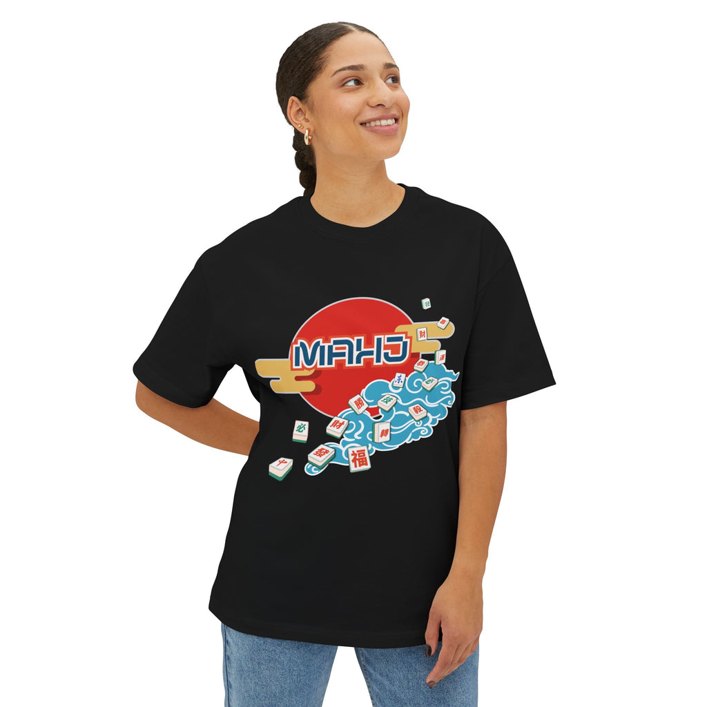 Mahjong Wave Tee with Front Graphic — Japanese-Inspired Mahjong Graphic T-Shirt