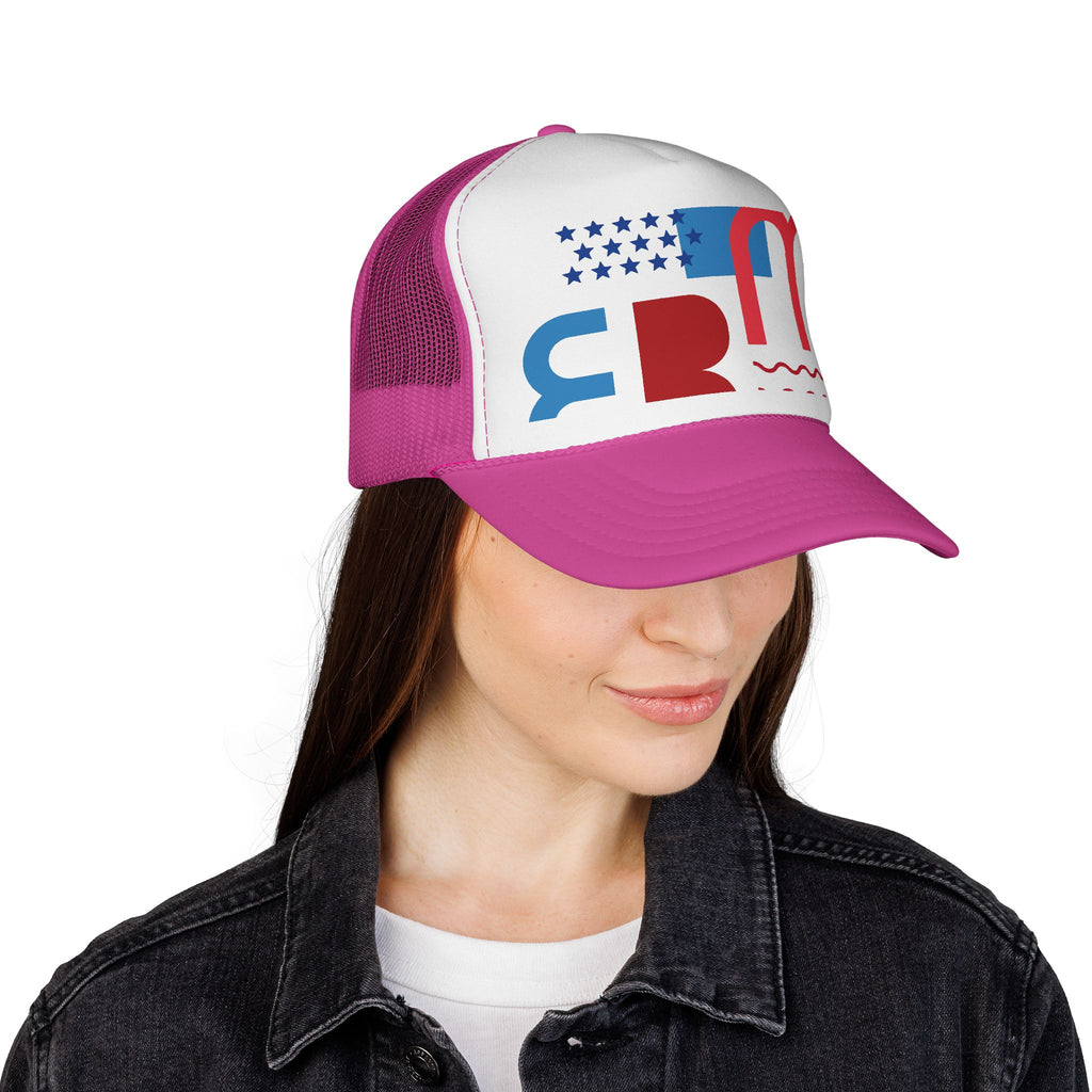 Patriotic Retro USA Trucker Cap — Red, White & Blue Flag Design