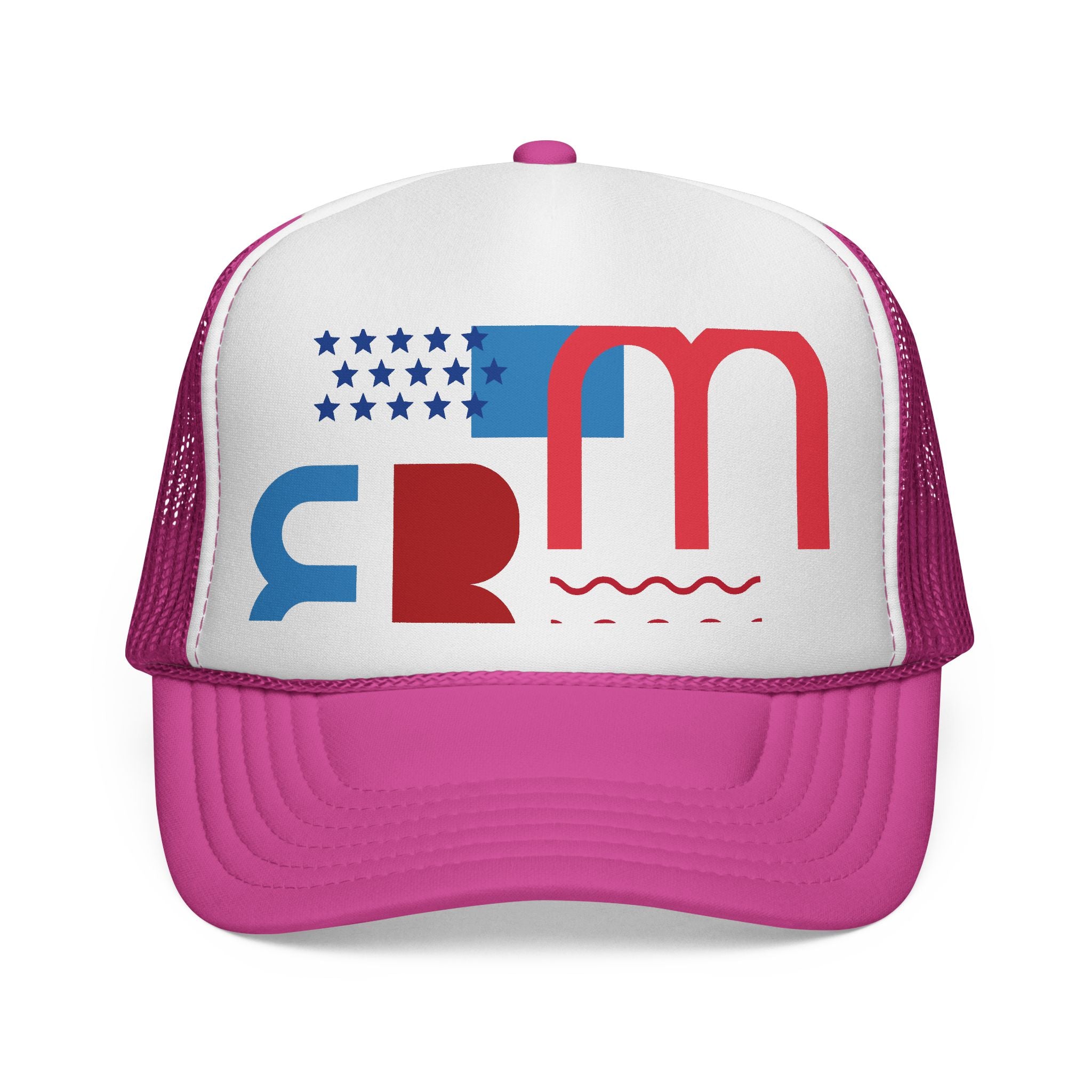 Patriotic Retro USA Trucker Cap — Red, White & Blue Flag Design
