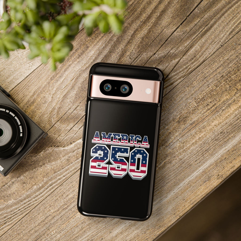 BLACK America250 Phone Case — Patriotic USA Flag Design