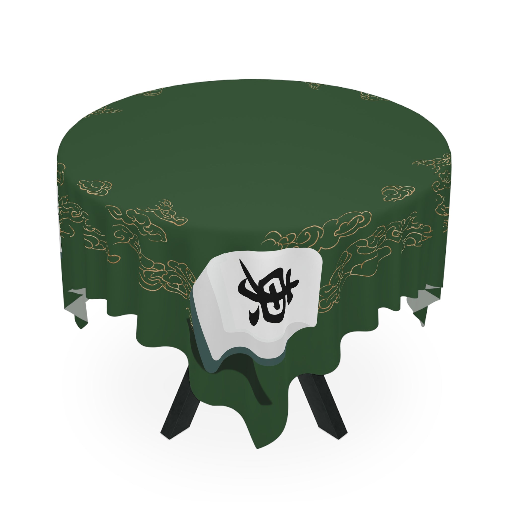 Mahjong Tile Tablecloth – Green Chinese Mahjong Game Night Table Cover