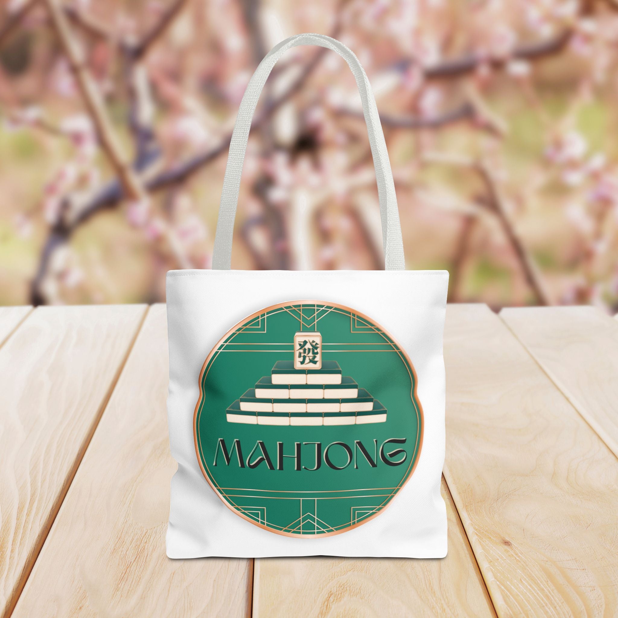 Mahjong Tote Bag — Vintage Green Mahjong Tile Design