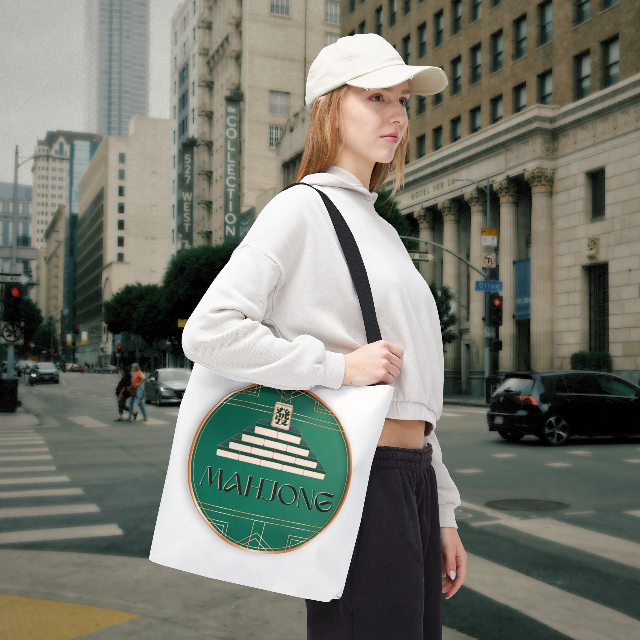 Mahjong Tote Bag — Vintage Green Mahjong Tile Design
