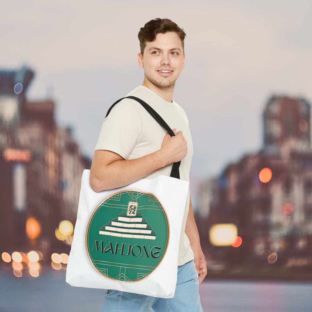 Mahjong Tote Bag — Vintage Green Mahjong Tile Design