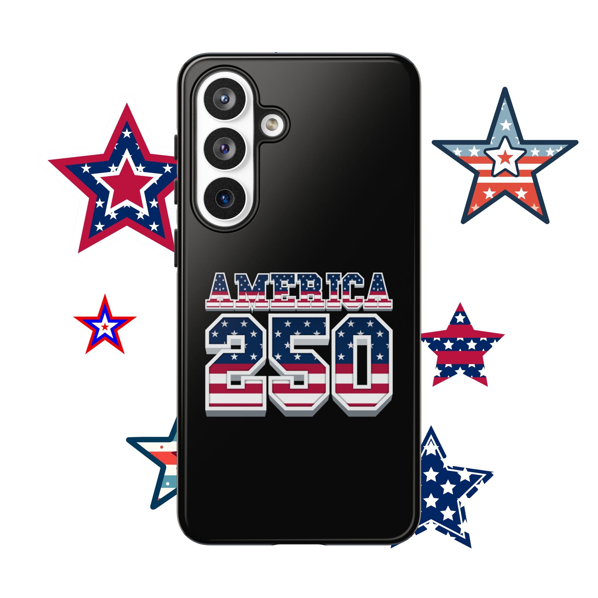 BLACK America250 Phone Case — Patriotic USA Flag Design