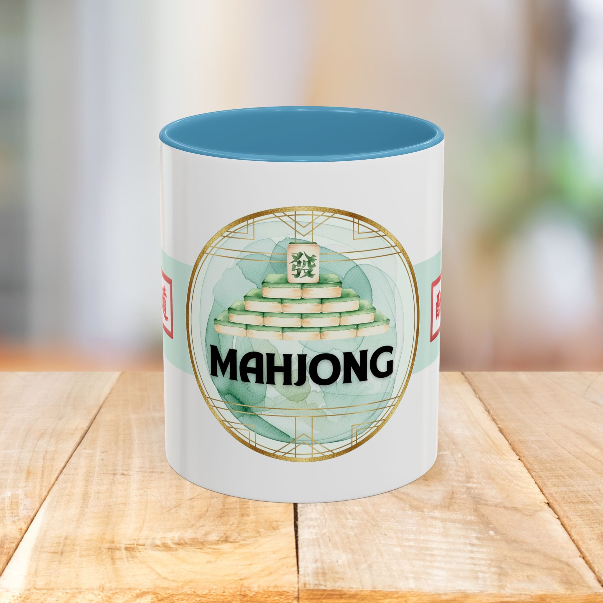 Mahjong Accent Coffee Mug – Ceramic Game Night Mug with Mahjong Tile Design (11/15oz)