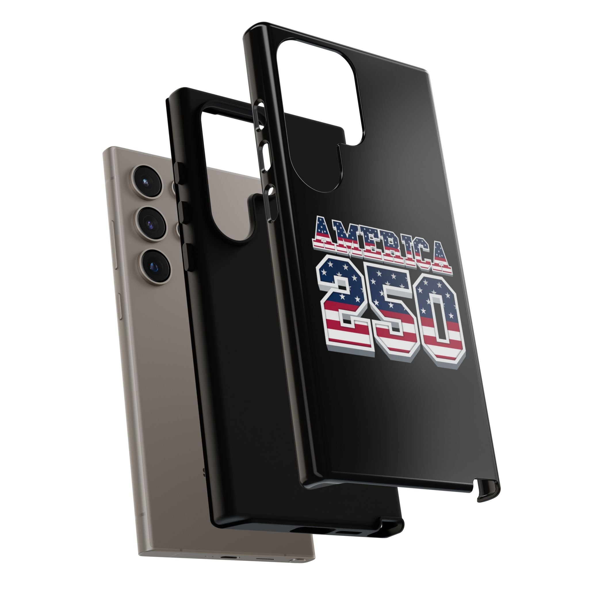 BLACK America250 Phone Case — Patriotic USA Flag Design