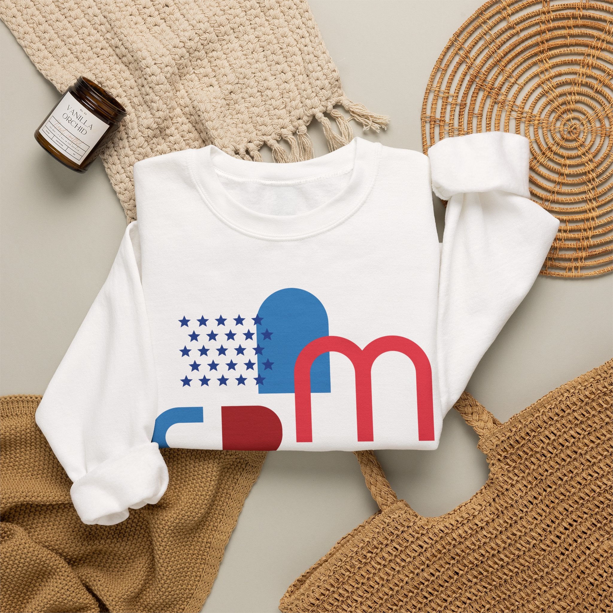 America Graphic Sweatshirt — Modern Red & Blue Design