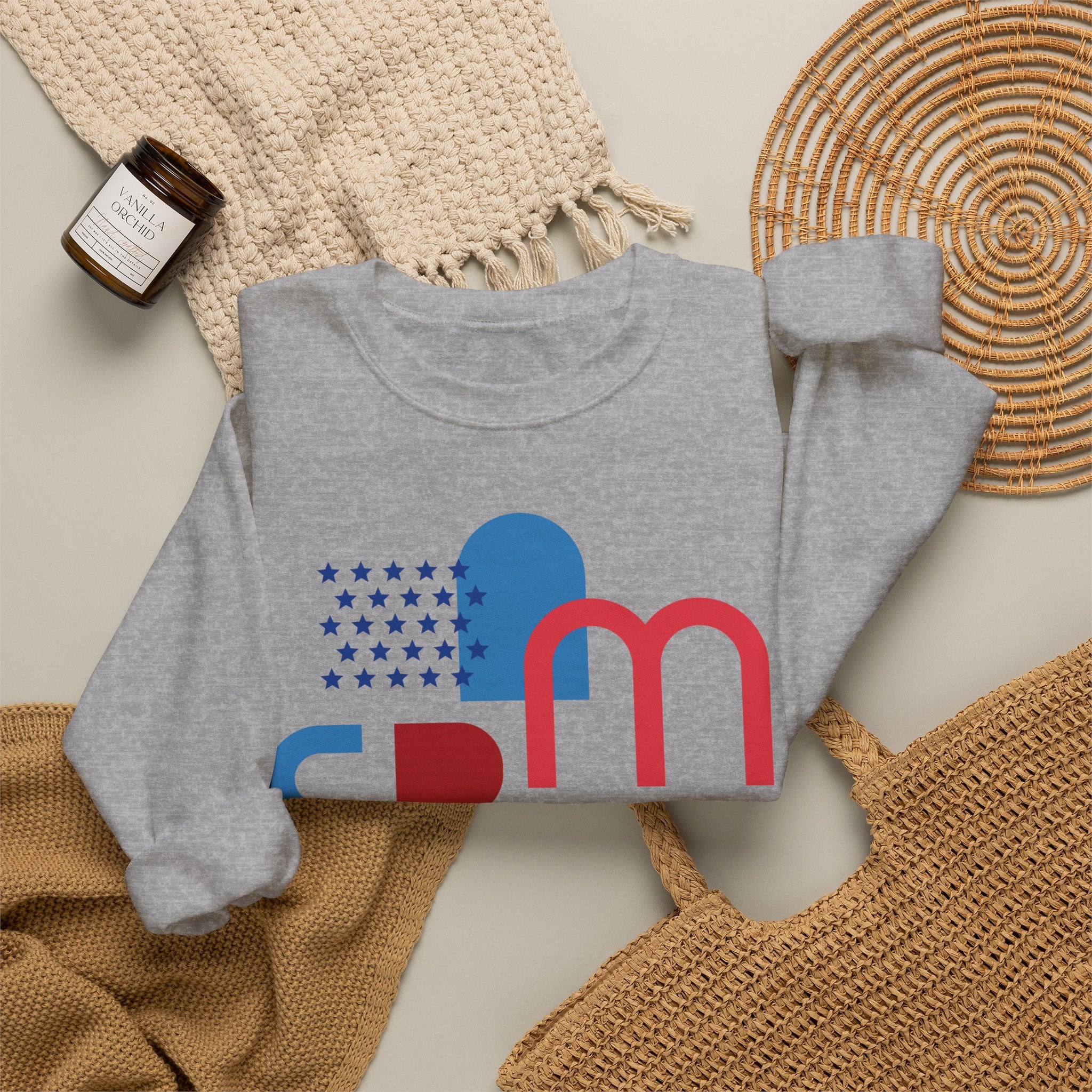 America Graphic Sweatshirt — Modern Red & Blue Design