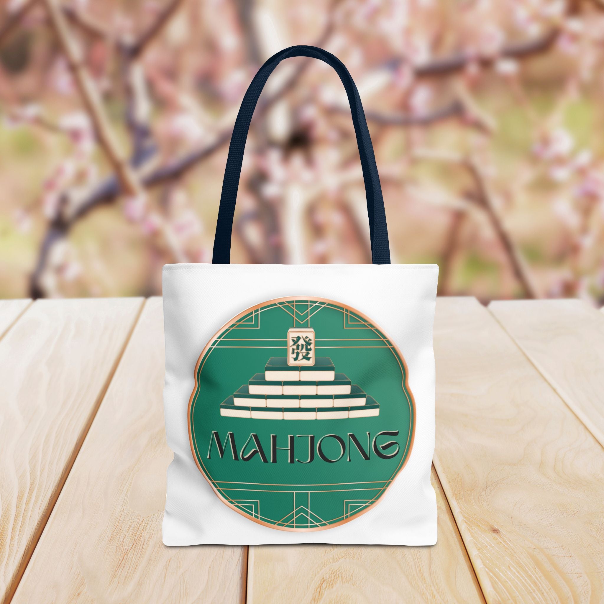 Mahjong Tote Bag — Vintage Green Mahjong Tile Design