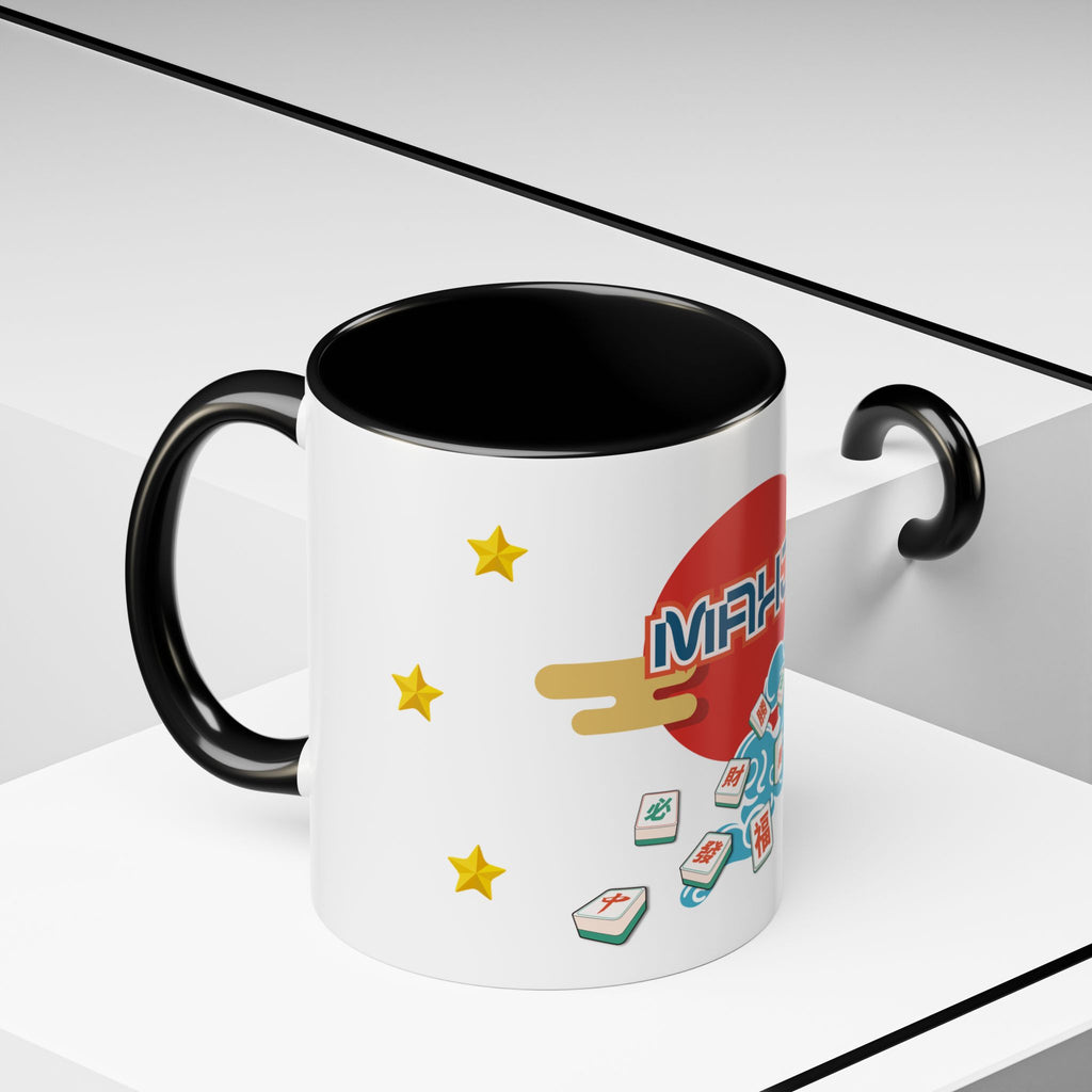 Mahjong Accent Coffee Mug — Retro Sun & Wave Mahjong Tiles Design (11/15oz)