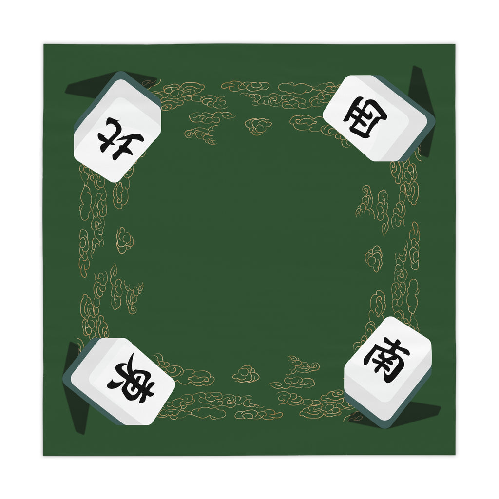 Mahjong Tile Tablecloth – Green Chinese Mahjong Game Night Table Cover