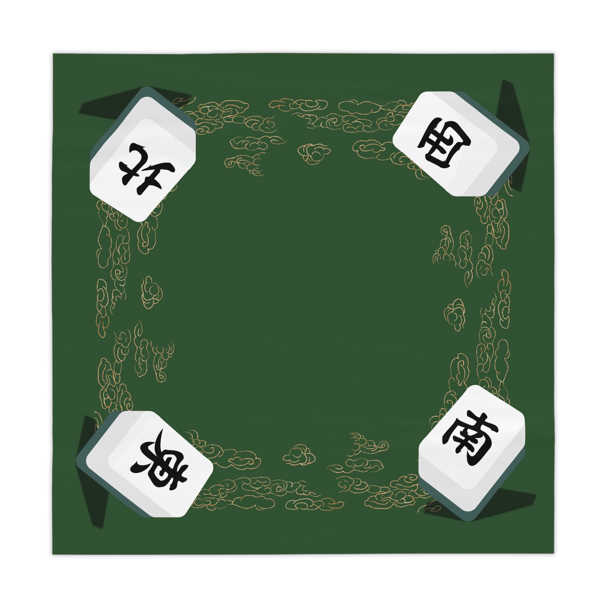 Mahjong Tile Tablecloth – Green Chinese Mahjong Game Night Table Cover