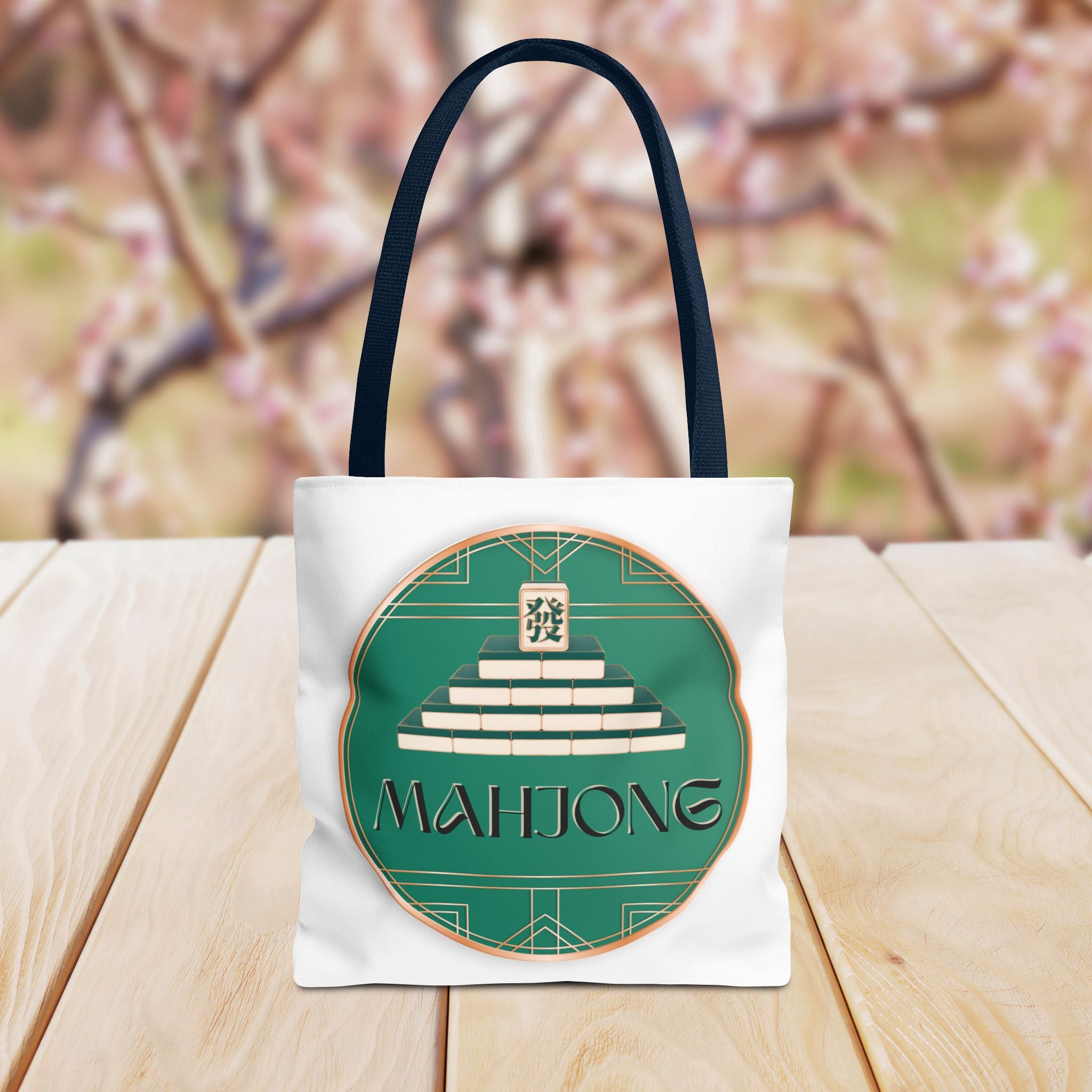 Mahjong Tote Bag — Vintage Green Mahjong Tile Design