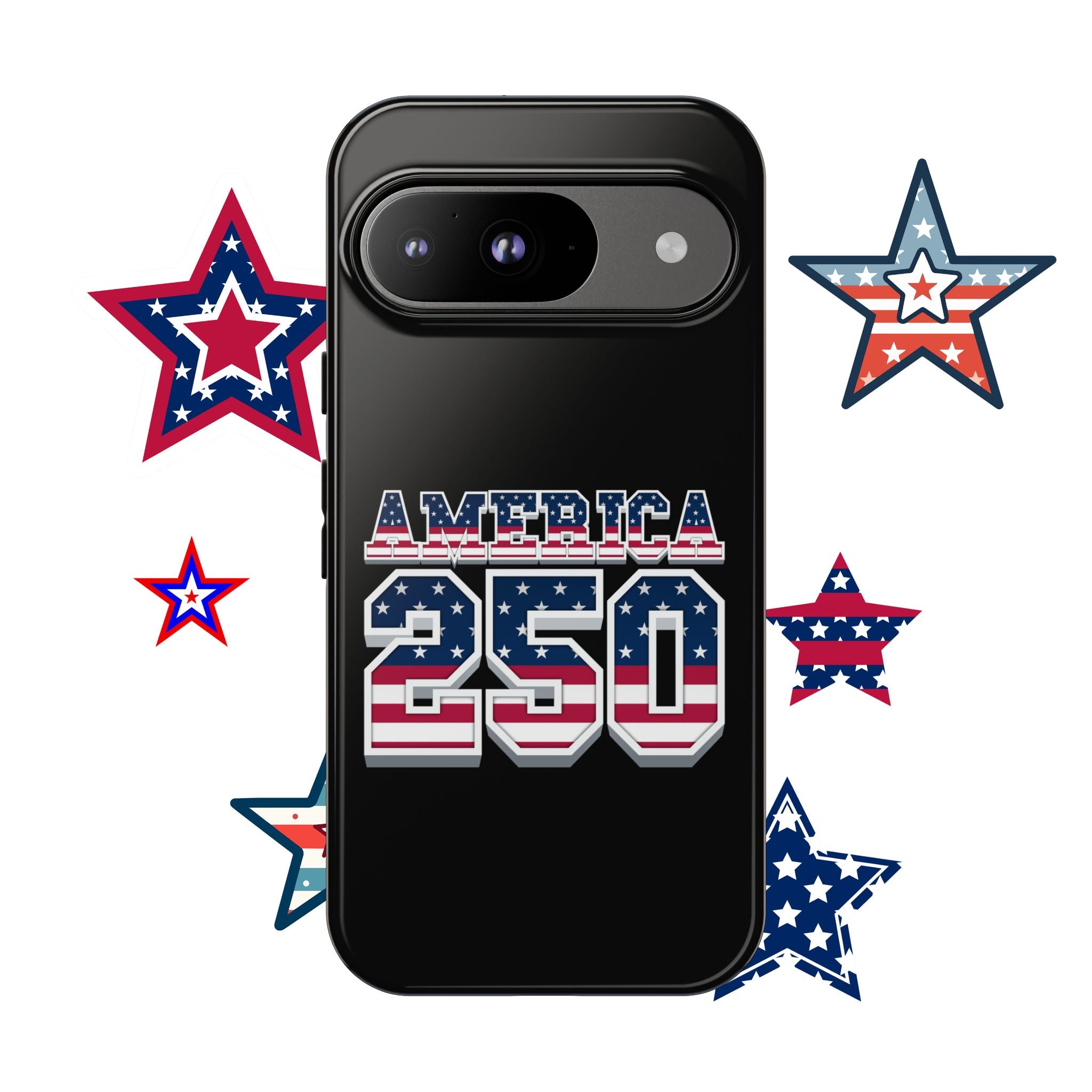 BLACK America250 Phone Case — Patriotic USA Flag Design